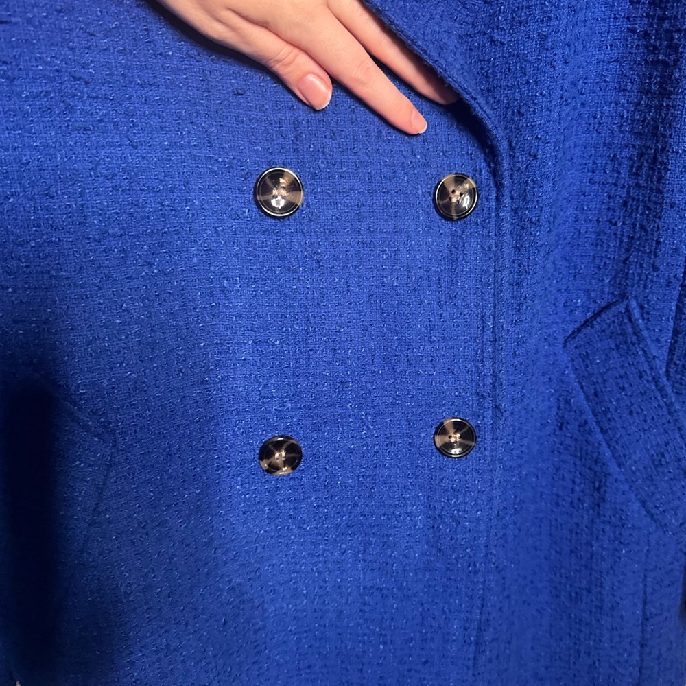 H&M Royal Blue Long Pea Coat - Picture 8 of 9